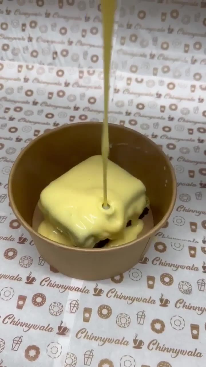 Kunafa Brownie with custard